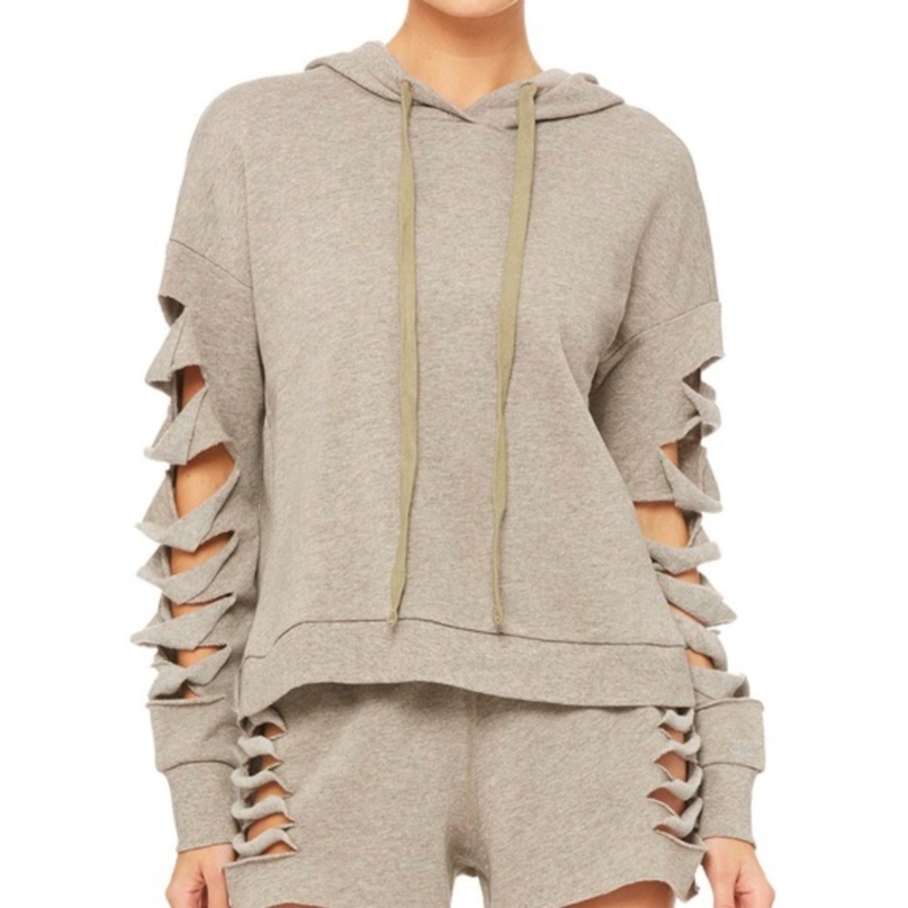 Alo yoga ripped hoodie XS gravel